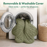 Vagascape Dog Bed, Waterproof Pet Bed with Washable Removable Cover, Comfort Cat Dog Pad for All Seasons, Heating Green Clover Shape Cat Mat with Nonskid Bottom(35"x27")