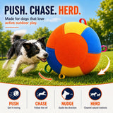 ROSUIH Herding Ball for Dogs, 18 Inch Upgraded Dog Push & Chase Ball with Thickened Bite & Tear Resistant Cover, Burst-Resistant Inner Ball, Outdoor Exercise Toy for Active Dogs, Multi-Color, Medium