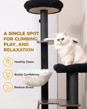 Purrlato 63" Modern Cat Tree Tower for Indoor Cats, Heavy Duty Cat Trees for Large Cat, Adult Maine Coon Cat Tree Tower with Scratching Post, Extra Large Top Perch, Cat Condos, Jet Black