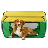 BUMUBI Travel Dog Crate Portable Dog Kennel for Small Dogs Pop Up Soft Dog Enclosure Indoor Outdoor for Medium Dogs Pets Foldable Crate（Green and Yellow-Medium）