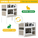 Ketive Guinea Pig Cages Indoor, 3-Story Wooden Small Animal Cage with Stand, Rabbit Hutch with Ramps, Removable Hammock & Hideout, Leak-Proof Pull-Out Tray Habitat for Hamsters, Guinea Pigs, Rabbits