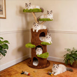 Wisfor Modern Cat Tree Tower: 58Inch Tall Cats Tree for Large Cats with Multi Condos - Indoor Wooden Kitty Tree House Sturdy with Scratching Post