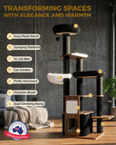 Purrlato 63" Modern Cat Tree Tower for Indoor Cats, Heavy Duty Cat Trees for Large Cat, Adult Maine Coon Cat Tree Tower with Scratching Post, Extra Large Top Perch, Cat Condos, Jet Black