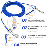 Relux Dog Tie Out Cable and Stake,16 Inch Heavy Duty Dog Anchor Spiral Stake for Small to Medium Dogs (Blue-16FT 2Pack)