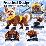 Dog Snowsuit with Attached Boots, Full Body Winter Coat for Dogs