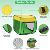 BUMUBI Travel Dog Crate Portable Dog Kennel for Small Dogs Pop Up Soft Dog Enclosure Indoor Outdoor for Medium Dogs Pets Foldable Crate（Green and Yellow-Medium）