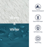 IECOii Large Dog Coat with Harness Built in,Reflective Waterproof Dog Coat for Giant Breeds - Zip Up Fleece Jacket for Dogs,Great Dane Winter Coats Warm Snowsuit for Cold Weather, Turquoise Green, 4XL