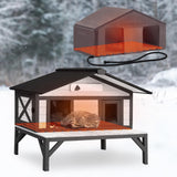 GUTINNEEN Heated Cat House for Outside Large Outdoor Cat House Insulated Weatherproof Feral Cat Shelter with Heating Pad, Insulated Thermal Liner, Chewproof Cable for 1-4 Cats, Winter-Ready (Black)