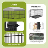 Dog Kennel Outdoor 10x10x6 FT Heavy-Duty Metal Outside Dog Playpen with Waterproof Cover for Large & Medium Dogs, Secure Lock & Easy Assembly