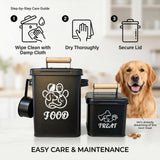 Bopulatrix Dog Treat Container Airtight Set of 2-5.9x5.9x7.9 & 4.7x4.7x4.7 inch Iron Dog Treat Jars, 26 Cup Capacity, Food Grade Epoxy Coated, with Scoops, Black
