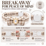 Pearl Bow Tie Cat Collar, Breakaway Adjustable Woven Pet Collar