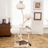 70" Modern Multi-Level Cat Tree Tower for Indoor Cats, Cat Trees with Sisal Scratching Post, Luxury Cats Tower Furniture for Multiple Cats with Swing Hammock, Condo for Multiple Cats