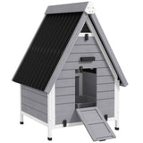 PawHut Chicken Coop for 2 Hens, Outdoor Wooden Chicken House with Removable Nesting Box & Roosting Bar, Tray, Ramp, Poultry Cage Rabbit Hutch, 31" x 29" x 43", Grey