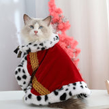 Lovelyshop pet Serial Lux Fur Red Cat Dog Cloak for Halloween Costumes, King Queen Prince and Princess Cosplay- S