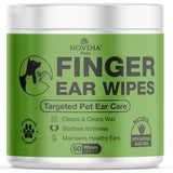 NOVEHA 50PCs Dog Ear Wipes Finger Glove Fit | Easy Ear Cleaning for Dogs & Puppies, Cats & Kittens | Gentle Pet Ear Cleaner Finger Wipes for Puppy, Kitten & More | Cat & Dog Ear Wash | Pet Supplies