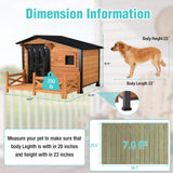 Dog House for Outdoor Use with Matel Frame, Waterproof Design- All-Weather Wooden Kennel with Sliding Window & Metal Frame (Wood, L)