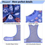 PetWarm Dog Surgical Recovery Suit Male, Dog Bodysuit for Sensitive Skin Areas, Surgical Suit for Dogs Abdominal Affected Areas Bandages, Substitute E-Collar and Cone, Flower Pattern, Blue, XS