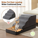 BUMUBI Large Dog Stairs – Extra Large Dog Steps for Bed, Couch & Car, 6-Step Pet Steps for Puppies & Senior Dogs, Pet Stairs with Washable Cover, Side Pockets, Non-Slip Bottom, 43.3" L x 19.7" W Grey