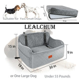 Lealchum Dog Car Seat for Medium Sized Dog,Car Dog Bed with Adjustable Leashes,Comfort and Support with Memory Foam Filled,Safety Travel Per Car Seat with Non-Slip Bottom(Grey, Large)