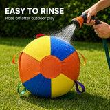 PETNOME Herding Ball for Dog with Durable Handles,Inflatable 18 Inch Herding Calming Jumbo Ball for Medium Large Dog Horse Outside Training Push Chase & Roll Blue Yellow Orange