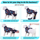 PetWarm Dog Surgery Suit, Dog Surgical Recovery Suit Female and Male, Dog Onesie for Surgery, Cone E-Collar Alternative, Satellite Pattern, Black, XS