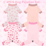 Bienbee Dog Pajamas, 4 Pack Dog Recovery Suit Shedding Suit Cute Soft Puppy Clothes Dogs Pjs Onesies Jammies Adjustable Breathable & Stretchy Clothes for Small Medium Large Dogs Girl Boy Puppy-XL