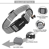 ARING PET Stripe Dog Collar, Cute Spring Summer Black White Stripe Pet Collars with Bow Charm for Puppy Small Medium Large Boy Girl Dogs, for Daily Outdoor Walking Beach Stroll-XS