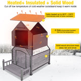 Aivituvin Heated Dog House Outdoor 45" Large Dog Kennel with Metal Frame Insulated Indoor Dog Cage for Small Medium Large Dogs with Heater and Insulated Liner Grey