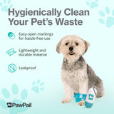 PawPail Dog Poop Bag Holder with Carabiner Clip - Durable & Leakproof Dog Waste Bag Dispenser - Includes 1 Roll of 15 Premium Poop Bags for Walking Dogs, Mild Floral Scent