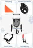 Sepnine 2 in 1 Pet Bicycle Trailer with a 6" Stroller Wheel Suitable for Small and Medium Dogs, Carrier Up to 66/88 LBS, Easy Folding Cart Frame, Quick Release Wheel, Universal Bicycle Coupler
