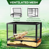 67 Gallon Reptile Glass Terrarium, 48 in x 18 in x 18 in Reptile Tank with Top & Side Screen Ventilation, Reptile Terrarium with Sliding Door & Anti Escape