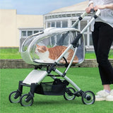 PJDDP Cat Stroller, Pet Cart,Foldable Pet Stroller for Large Cat Or Small Dogs with Detachable Carrier,Lightweight,Mesh Windows,Breathable,Clear