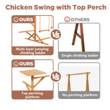 SHIYISHOPPIN Large Chicken Roosting Bars with 2 Swings, Wooden Chicken Perch for Coop, Let Chickens Run, Play & Stay Healthy, Ideal for Backyard Coops & Farms, Fits 8-12 Chickens