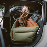 FUNNY FUZZY Leather Dog Car Seat for Large Size Dogs, Pet Booster Car Seats