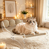 CLOUDPET Sisal Cat Scratcher Bed Hammock with Clear Acrylic Frame Sisal Roller Toy for Indoor Cats, Natural Sisal Scratching Pad Lounge Chair, Durable Cat Scratch Post Furniture for Large Cats