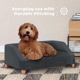 CRITTER SITTERS 36-in. Microfiber Rectangular Dog Sofa for Medium-Sized Dogs, Modern and Stylish Elevated Dog Sofa Bed for Home or Apartment, Dark Grey