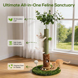 40'' Tall Cat Scratching Post Indoor for Large Cats, 3.5" Thick Natural Sisal Rope Cat Scratcher, Sturdy Indoor Cat Scratching Posts with Interactive Play Balls for Adult Cats Kittens