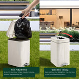 Kopuncare Dog Poop Trash Can Outside, 5L/1.3 Gal Pet Poop Bucket with Lid, Foot Pedal, Dog Waste Container with 40 Bags, Lid Soft Close for Pet, White