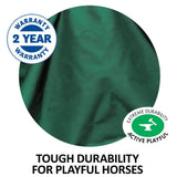 STORM SHIELD Extreme Horse Turnout Sheet - Playful | Size 76 - Purple | 1200 Denier | Contour Collar | Bellyband Closure | Waterproof, Windproof & Breathable | Easy to Use Front Snaps