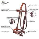 Exion Quick Change Snap English Bridle for Horses – Soft Lined Anatomical Jumping Bridle with Rubber Reins – Snap-On Crown & Cheekpiece – Wave Padded Browband & Raised Noseband – Horse Tack Set