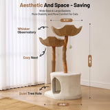 BUMUBI Modern Cat Climbing Tower Solid Wood Cat Tree for Indoor Cat Large Adult Tall Condo Tower with Scratching Post Bed and Stand