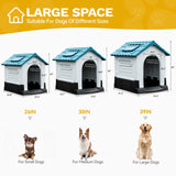 DWVO 41.3'' Plastic Foldable Dog House for Small, Medium, and Large Dogs, Waterproof Folding Pet House with Adjustable Top Window and Elevated Base (41.3''L x 34.6''W x 39''H)