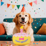 FurtasticFinds Dog Birthday Cake Toy 5.9", Larger Plush Dog Gift with Electronic Music Box, Plays Happy Birthday Song & Puppy Bark Melody, Party Decoration for All Breeds Dogs, Pink