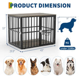GarveeHome 43" Large Dog Crate Furniture with Double Doors, Heavy Duty Indoor Pet Cage Pet House with Lockable Dog Kennel Furniture & Side End Table for Large/Medium Dogs Wooden Decorative