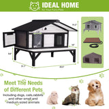 GUTINNEEN Heated Cat House for Outside Large Outdoor Cat House Insulated Weatherproof Feral Cat Shelter with Heating Pad, Insulated Thermal Liner, Chewproof Cable for 1-4 Cats, Winter-Ready (Black)