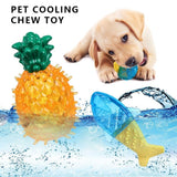 HomeSoGood 3Pcs Dog Cooling Chew Toys,Cooling Teething Toy for Puppies,Summer Interactive Squeaky Toys,Small and Medium Pet Treat Training Tools,Watermelon Pineapple Fruits Shape Teething Toys
