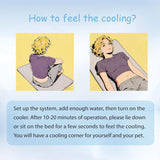 Pet Pad Cooling System for Summer, Consistent Cooling Water Mat for Dogs and Cats, No Refrigeration or Chemical Gel Needed, Machine Washable Bed, Ideal for Home and Crates (White Blue, 35" x 23")