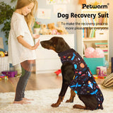 PetWarm Dog Surgery Suit, Dog Surgical Recovery Suit Female and Male, Dog Onesie for Surgery, Cone E-Collar Alternative, Satellite Pattern, Black, XS