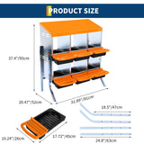 Garvee Chicken Nesting Box, 6-Hole Roll Away Egg Laying Box with Lid, Heavy-Duty Galvanized Steel Rustproof Design - Easy Egg Collection, Easy Clean (with Bracket Legs, Orange)
