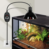 REPTI ZOO Reptile Light Fixture with Dimming Thermostat, 8.5 Inch Deep Dome Lamp Fixture with Reptile Heat Lamp Bulb Temperature Controller Reptile Dimming Thermostat Max 150W